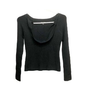 NWT Mandee Women’s Ribbed Sweater Black Halter Size M